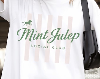 Mint Julep Social Club-skjorta, Kentucky Derby-skjorta, Derby-festoutfit, Preppy Country Club-tröja, Hästkapplöpningsskjorta, Southern Style-tröja