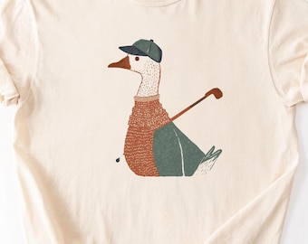 Golfgås-tröja, rolig golfgås-tröja, country club gås-tröja, söt djurgolf-tröja, pappagolf-present, helggolf-tröja