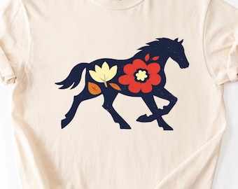 Folk Horse-t-shirt, Kentucky Derby-tröja, Derby-outfit, ridskjorta, tävlingsoutfit, vintage-t-shirt med hästgrafik