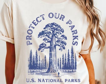 Vintage Inspired Sequoia Tree T-shirt, Protect Our Parks Shirt, Resist Tee, U S National Parks Top, Distressed, Nature Lover Gift