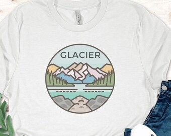 Glacier National Park  T-Shirt, Vibrant Glacier Shirt, Uni-Sex Lake Tee, Colorful Glacier Shirt