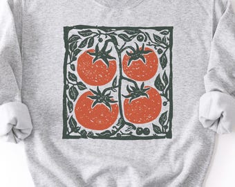 Tomato Shirt, Scandinavian Folk Art Shirt, Botanical Garden Tee, Farmers Market Shirt, Vintage Tomato Graphic
