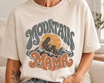 Mountain Mama Shirt, Vintage Mountain Graphic Tee, Retro Outdoorsy Mom T-Shirt, Boho Hiking Nature Lover Shirt, Mountain Lover Gift