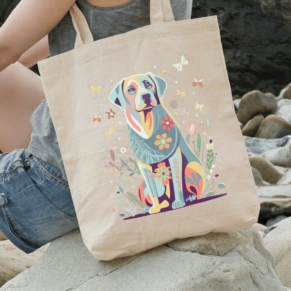 Labrador Retriever Tote Bag, Lab Gift, Boho Lab Tote