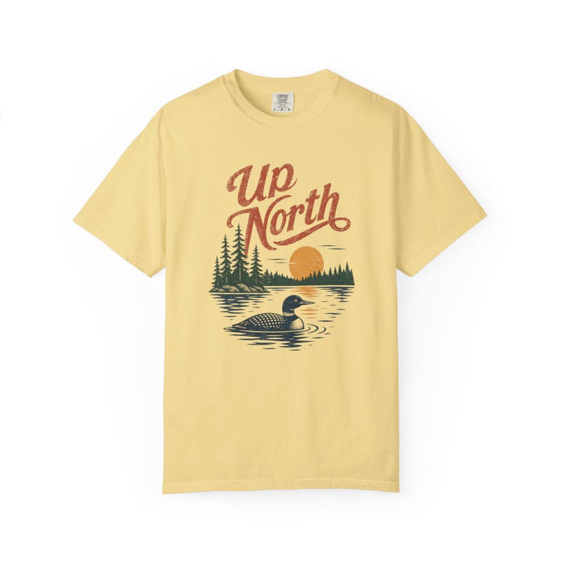 Up North Shirt, Vintage Lake Life Tee, Retro Cabin Shirt, Northern Michigan Wisconsin Lake Tee, Loon Graphic Nature Shirt Butter