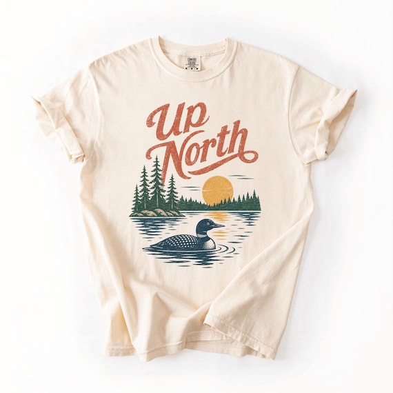 Up North Shirt, Vintage Lake Life Tee, Retro Cabin Shirt, Northern Michigan Wisconsin Lake Tee, Loon Graphic Nature Shirt