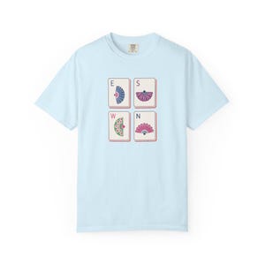 Mahjong Wind Tiles Shirt, Fan Tile Mahjong Tee, East South West North Mahj Shirt, Mahjong Player Gift, Mah Jongg Social Club Chambray
