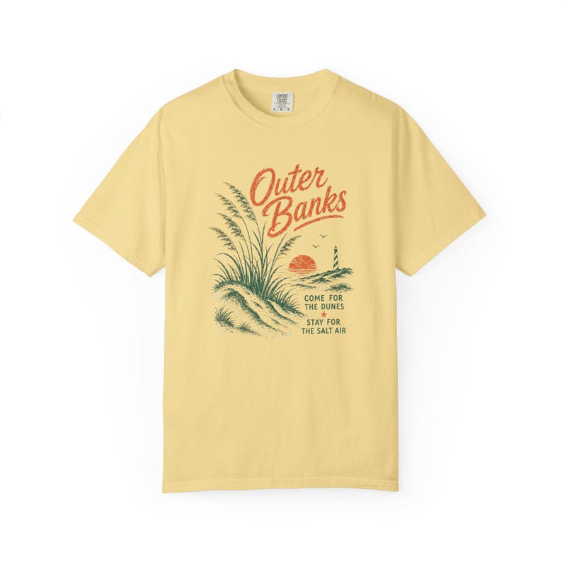 Camiseta de Outer Banks, camiseta de vacaciones de OBX, camiseta del faro de Cape Hatteras, camiseta de playa de Coastal Dunes, camiseta de viaje de Salt Air, costa de Carolina del Norte Butter