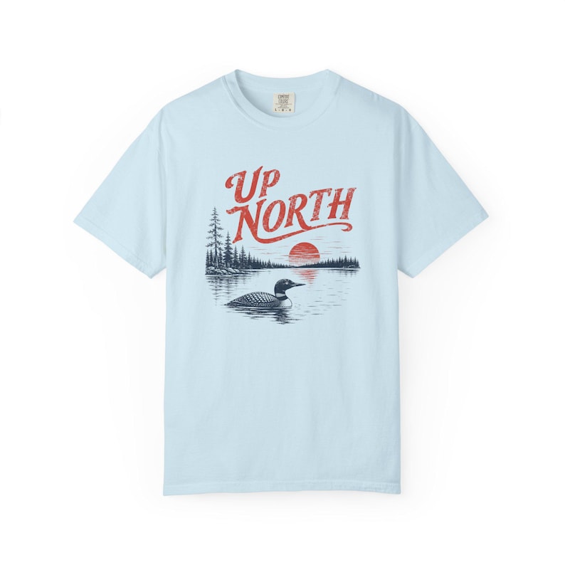 Up North Shirt, Vintage Lake Life Tee, Midwest Cabin Tshirt, Loon Lake Graphic Tee, Cozy Vacation Shirt Chambray