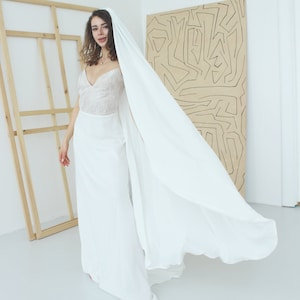 Chiffon wedding veil, ivory wedding veil, long bridal veil