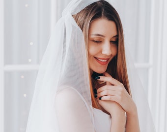Juliet cap wedding veil, Bridal veil, Ivory veil wedding, Veil with blusher