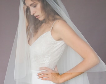 Blusher wedding veil, Drop wedding veil, Ivory bridal veil
