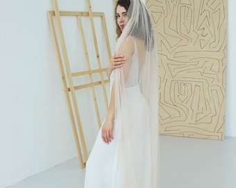 Beige English net wedding veil, champagne bridal veil, Wedding accessory
