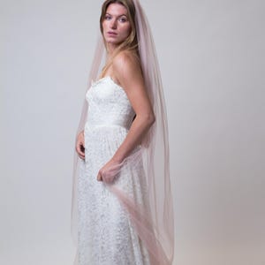 Blush wedding veil, Cathedral length bridal veil, Soft tulle long wedding headpiece, Romantic pastel bridal veil