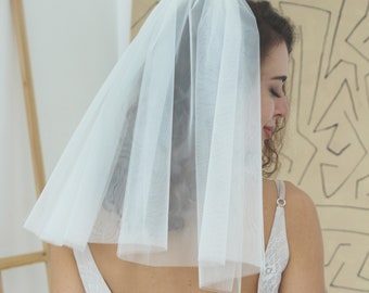 Shoulder length veil, short veil, wedding veil with blusher, blusher bridal veil