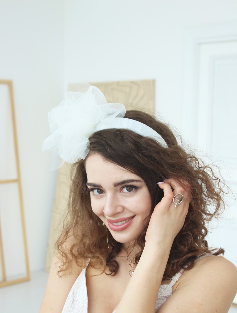 Bridal headband, wedding bow, wedding hair accessory, wedding bow image 2