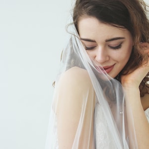 Barely there ivory veil, simple wedding veil, long wedding veil, ivory bridal veil image 1