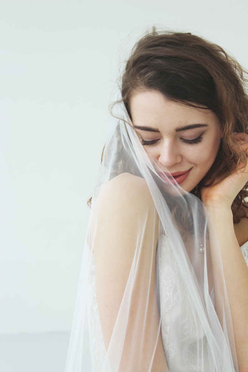 Barely there ivory veil, simple wedding veil, long wedding veil, ivory bridal veil image 1