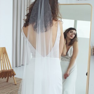 Barely there ivory veil, simple wedding veil, long wedding veil, ivory bridal veil image 4