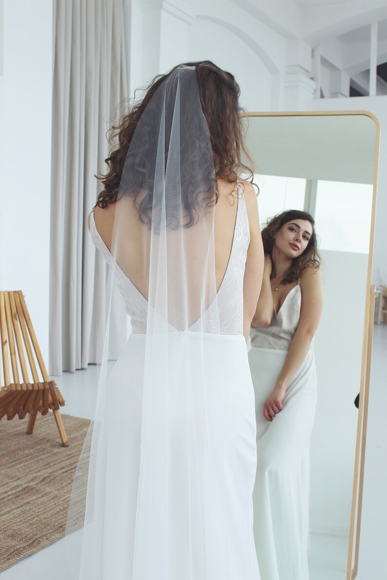 Barely there ivory veil, simple wedding veil, long wedding veil, ivory bridal veil image 4