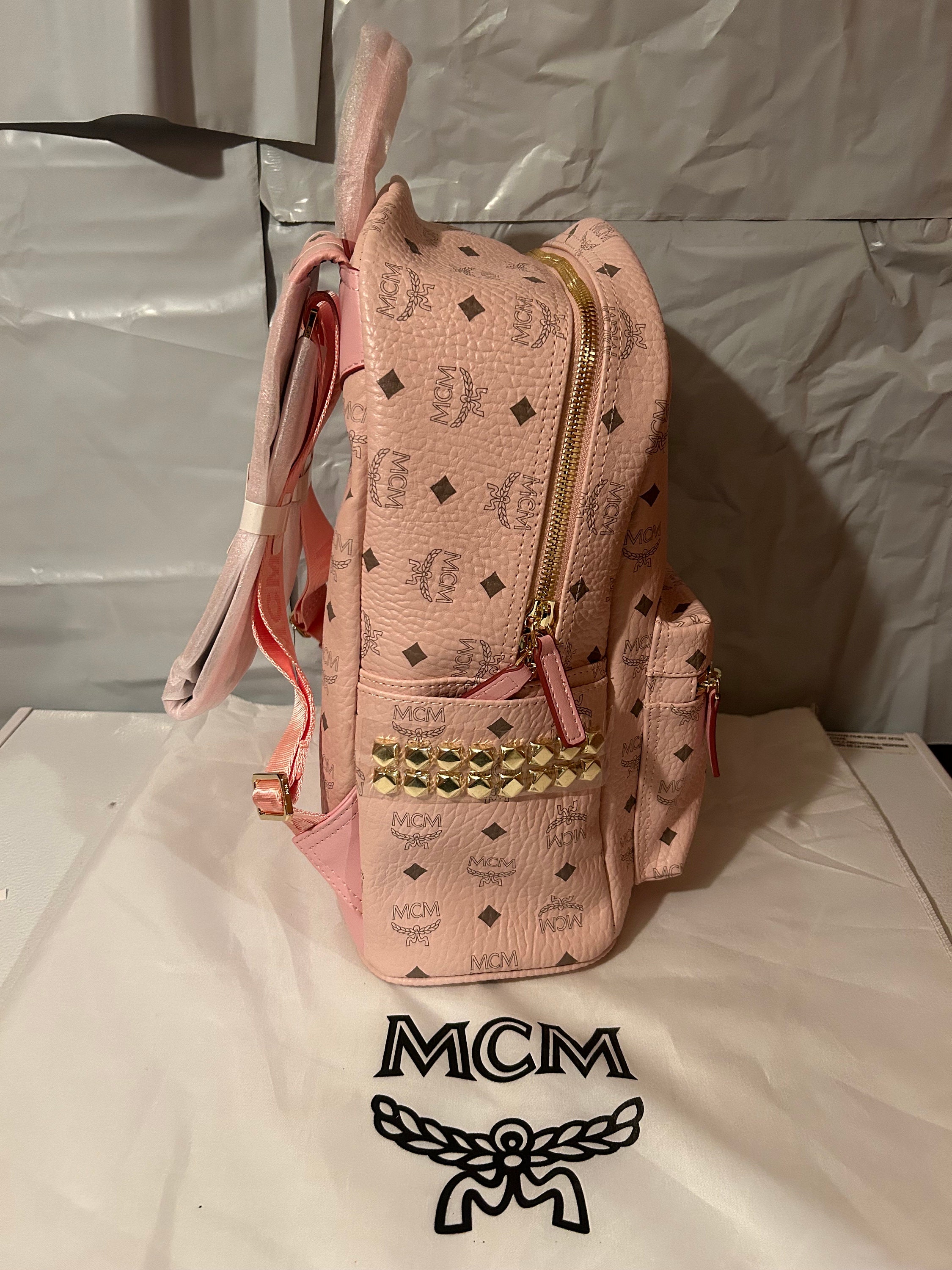 Small Soft Pink MCM Backpack  Pink mcm backpack, Mcm bag backpacks, Mcm  backpack