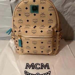 MCM New Camo Stark Floral Visetos Backpack Bag Navy Blue