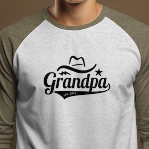 Cowboy Grandpa Est 2024 Tees for New Grandfathers in 2024 Grandad Gifts T-Shirts Sweatshirts & Hoodies Gifts For Men On Fathers Day Birthday