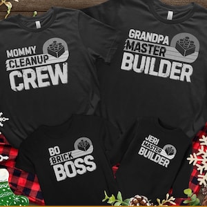Personalized Master Builder, Brick Boss, Cleanup Crew, Demolition Expert - Silver & Black Series - Custom Matching Party Shirts, Gift Shirts