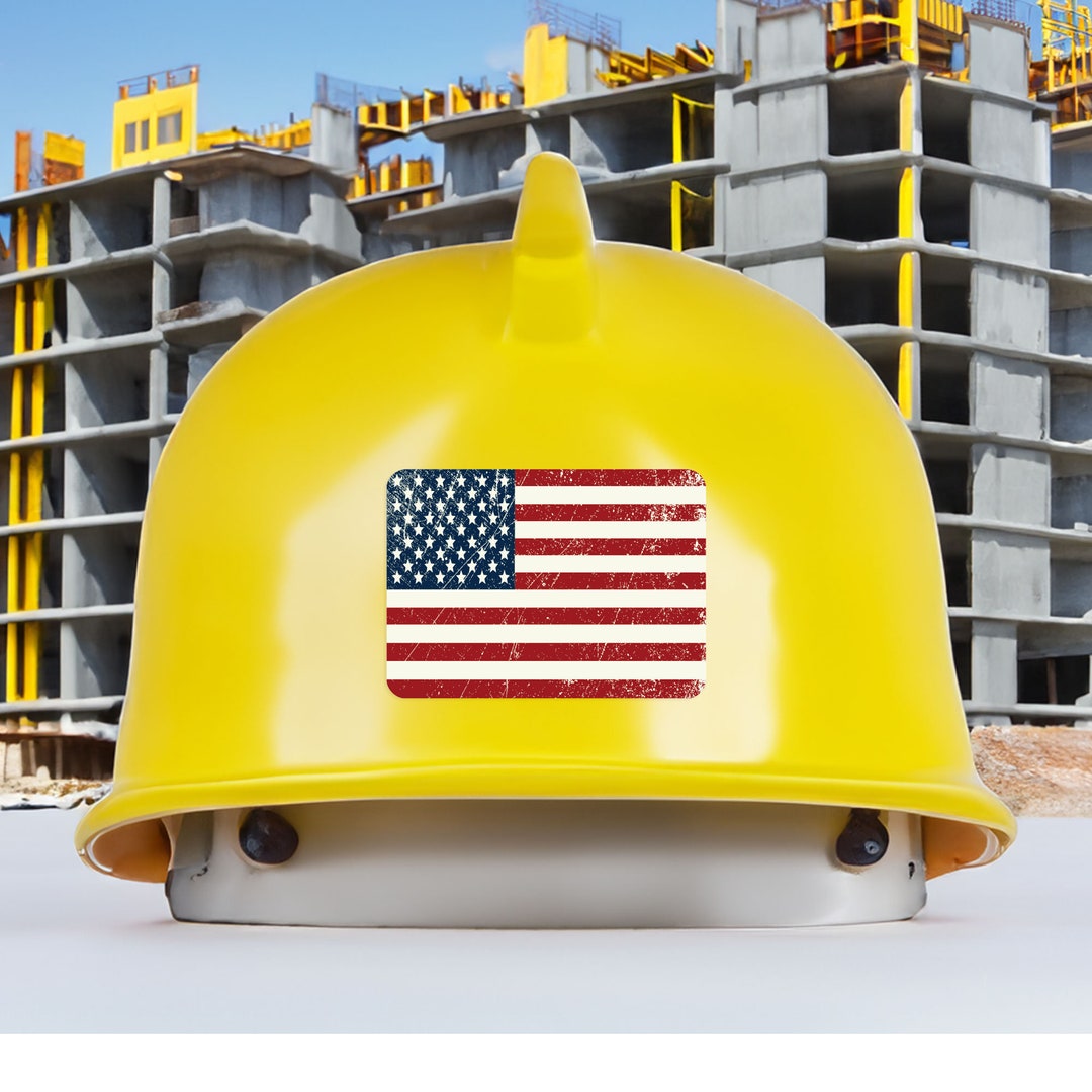 American Flag Hardhat Sticker 100 Vinyl Hard Hats Etsy