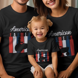 Farmer Shirt American Vintage Tractor T-Shirts & Sweatshirts, Patriotic Colors Farm Tractor Hoodies Sweatshirts T-Shirt Gifts for Matching
