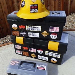Vehicle Warning Stickers Vinyl Set Of 4 Funny Toolbox Stickers - Warning: Hands Off My Tools, Danger, Vinyl Decals Mechanic Stickers For Toolbox - Foto 2