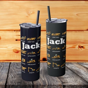 Custom Kids Tumbler &quot;Heavy Equipment&quot; Customized Childrens Drinkware Construction Kids Custom Gifts Boys Cup Custom Kids Cups Boys Gifts