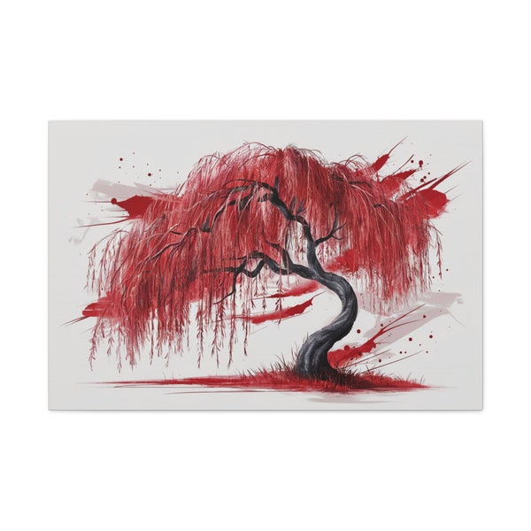 Tree Canvas Art | Red Tree Painting | Tree canvas | Abstract Painting | Red Wall Art