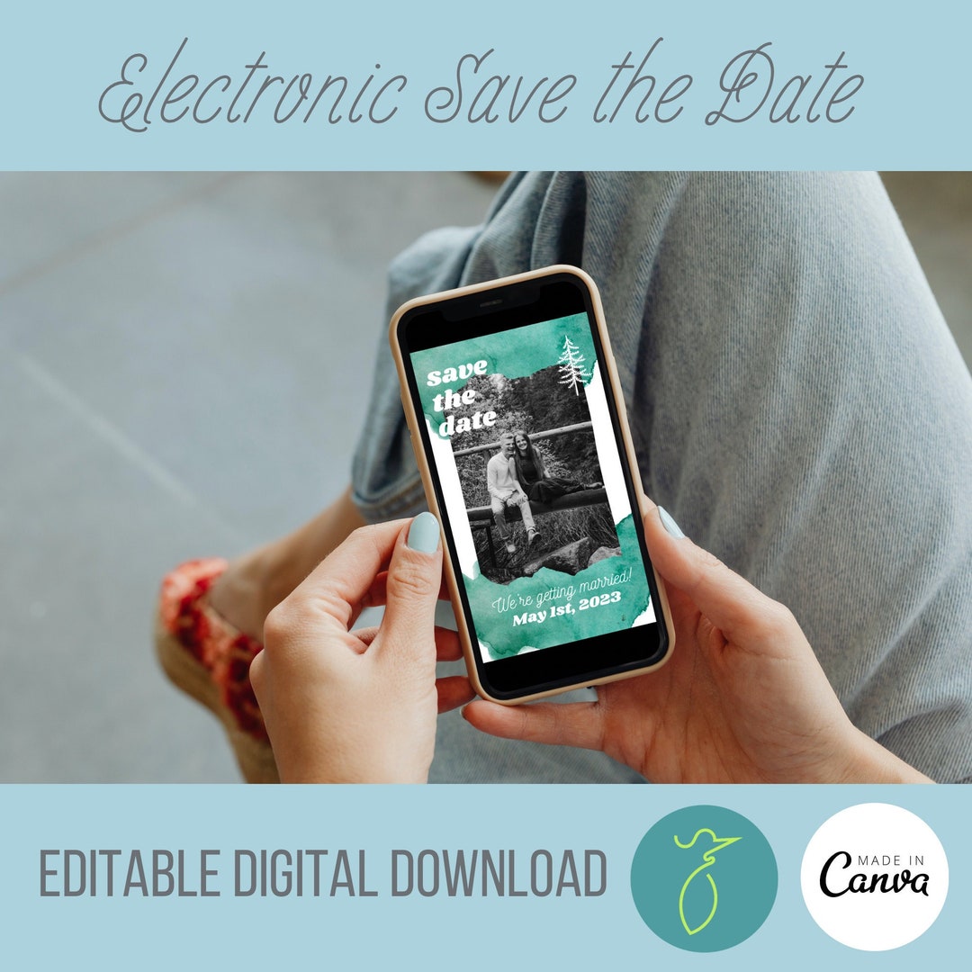 Paperless Ecofriendly Electronic Save the Date Emerald Etsy