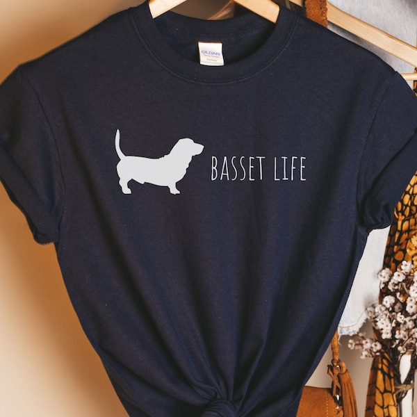 Basset hound t-shirt, basset tee, hush puppy, dog lover t-shirt, dog mum tee, dog dad tee, simple dog design, love dogs, dog life, best