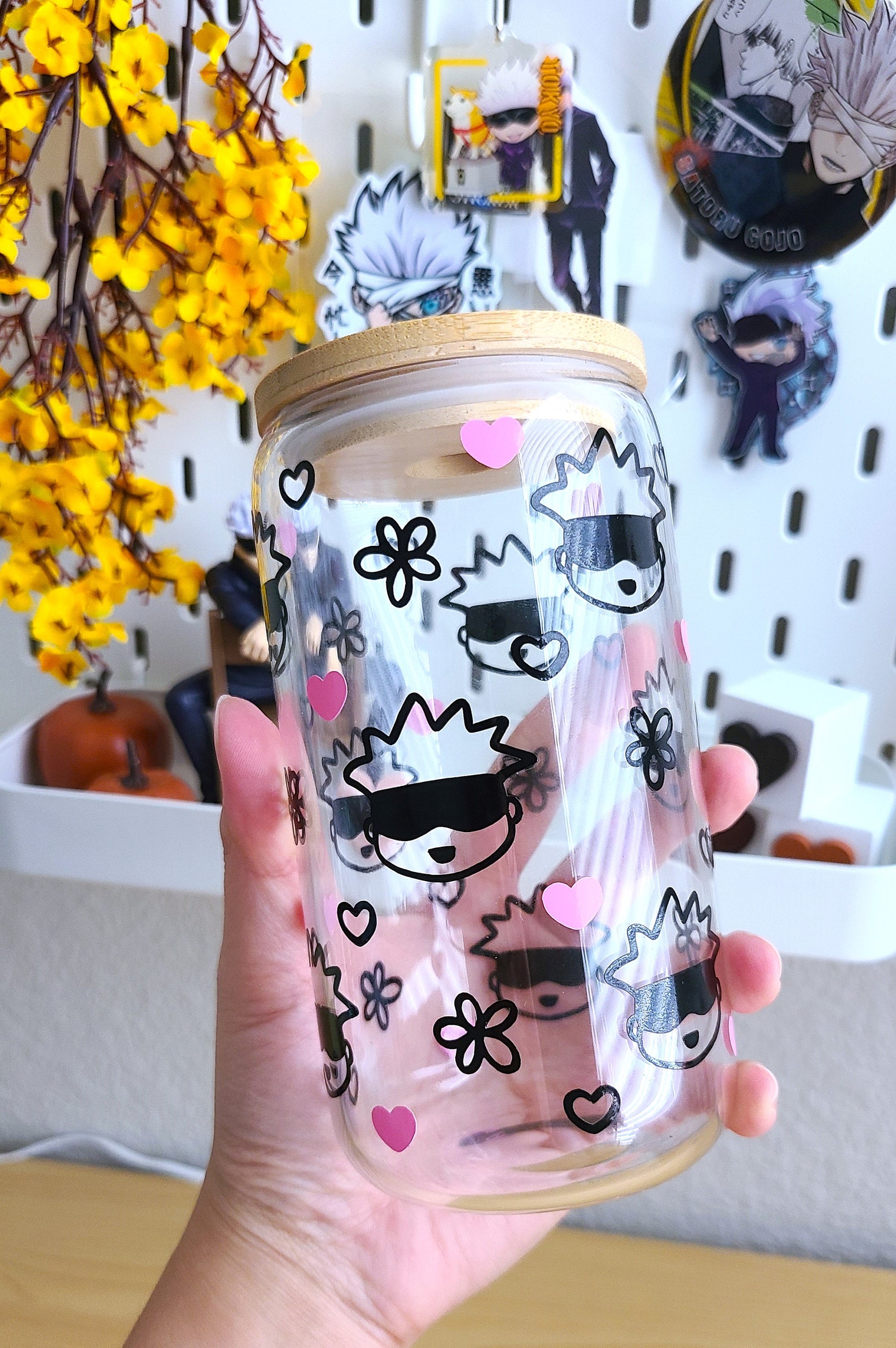Anime Glass Cup, Iced Coffee Cup, Vinyl Tumbler, Anime, Kawaii Cup ...
