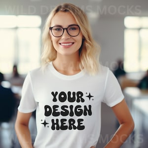 Teacher T-Shirt Mockup, Bella Canvas 3001 Mockup White, Back To School Mockup, Classroom Mockup, Teacher Mockup, School Mockup