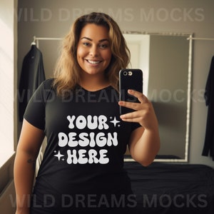 Bella Canvas 3001 Mockup, Übergröße Mockup, Spiegel Selfie Mockup, Selfie Mockup, gemütliches Mockup, Trendy Mockup, Bella Canvas Black Shirt Mockup