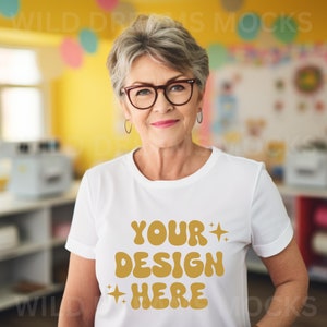 Teacher T-Shirt Mockup, Bella Canvas 3001 Mockup White, Back To School Mockup, Classroom Mockup, Teacher Mockup, School Mockup