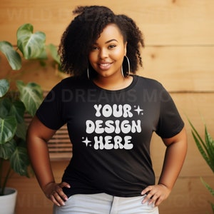 Plus Size Bella Canvas 3001 Mockup Black, Bella Canvas Mockup, Black Model Mockup, Plus Size Mockup, Black Girl Mockup, Diverse Mockup