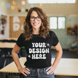 Teacher T-Shirt Mockup, Bella Canvas 3001 Mockup White, Back To School Mockup, Classroom Mockup, Teacher Mockup, School Mockup