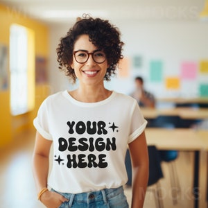 Teacher T-Shirt Mockup, Bella Canvas 3001 Mockup White, Back To School Mockup, Classroom Mockup, Teacher Mockup, School Mockup