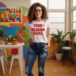Teacher T-Shirt Mockup, Bella Canvas 3001 Mockup White, Back To School Mockup, Classroom Mockup, Teacher Mockup, School Mockup