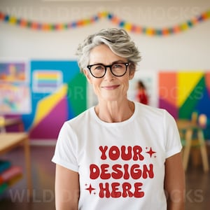 Teacher T-Shirt Mockup, Bella Canvas 3001 Mockup White, Back To School Mockup, Classroom Mockup, Teacher Mockup, School Mockup
