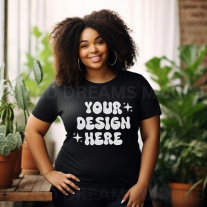 Plus Size Bella Canvas 3001 Mockup Black, Bella Canvas Mockup, Black Model Mockup, Plus Size Mockup, Black Girl Mockup, Diverse Mockup