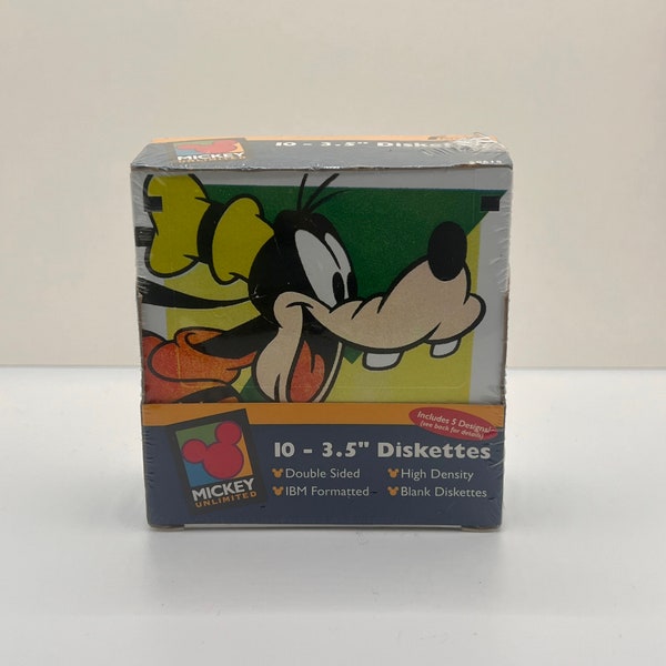 NEW Mickey Unlimited - 10 - 3.5” Diskettes - Incudes 5 Designs - Double Sided