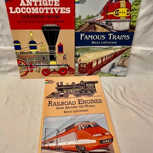 NWT Set of 3 Train Coloring Books Antique Locomotives, Famous Trains ...
