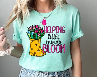 Spring Teacher T-Shirt, Colorful Springtime Tees, Classroom Seasonal Tshirt, Inspirational Classroom Tee