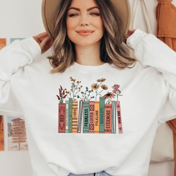 Albums As Books Sweatshirt, Trendy Aesthetic For Book Lovers, Crewneck Sweater, RACK Music Sweater, Folk Music Hoodie, Country Music Hoodie