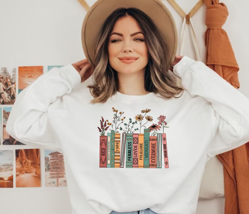 Albums As Books Sweatshirt, Trendy Aesthetic For Book Lovers, Crewneck Sweater, RACK Music Sweater, Folk Music Hoodie, Country Music Hoodie image 1